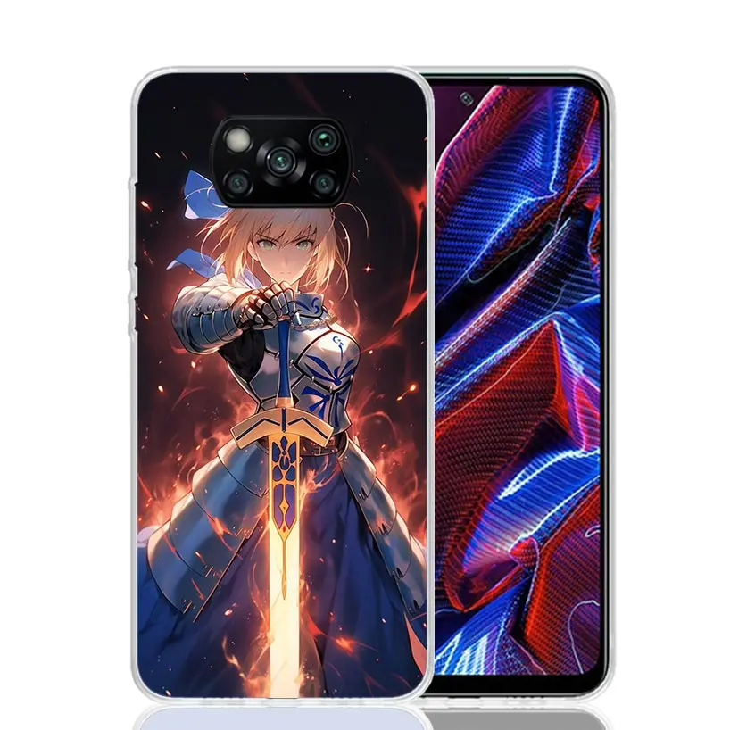Чехол для телефона Fate Zero Stay Night Saber Xiaomi Poco X7 X6 X5 X4 X3 Nfc F5 F6 Pro F3 F4 Gt M5S M4 M3 X7Pro Art Soft Coque Cover