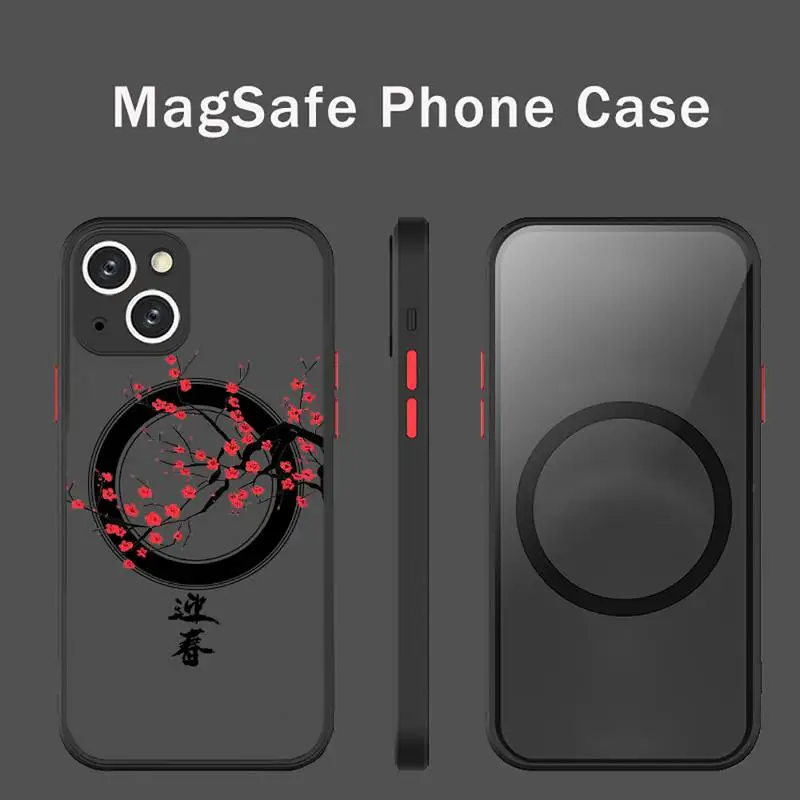 

Чехол для телефона Plum Bossom для iPhone 13 12 Mini Pro Max, Матовый Прозрачный Супер Магнитный чехол MagSafe