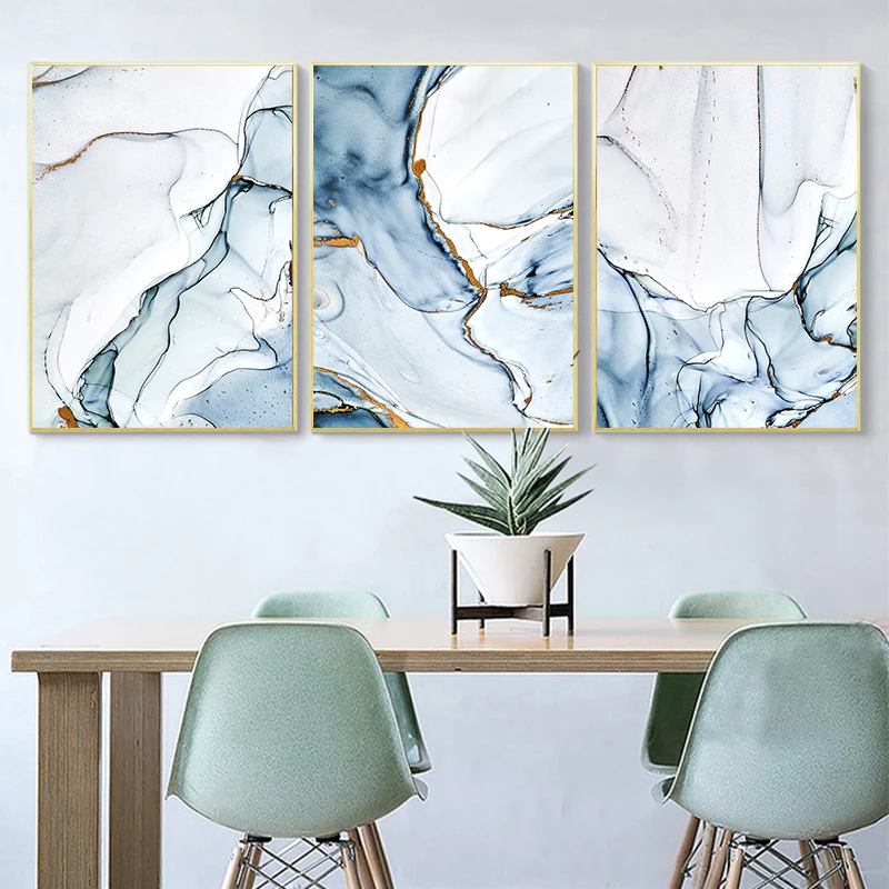 

Abstract Modern Canvas Poster Golden Blue Wall Art Painting Nordic Posters and Prints Wall Pictures for Living room Home Decor