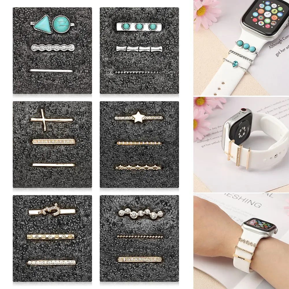

Бирюзовый браслет с подвесками, декоративное кольцо, бриллиантовый орнамент, ремешок, Аксессуары для умных часов Apple Watch