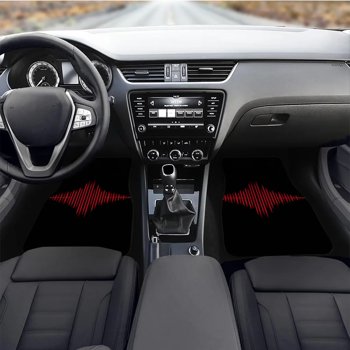 Фото 4 шт. Нескользящие автомобильные коврики с дизайном Soundwave — сверхпрочный всепогодный черный и красный динамический звуковой волновой печи (находящий динамик) №5
