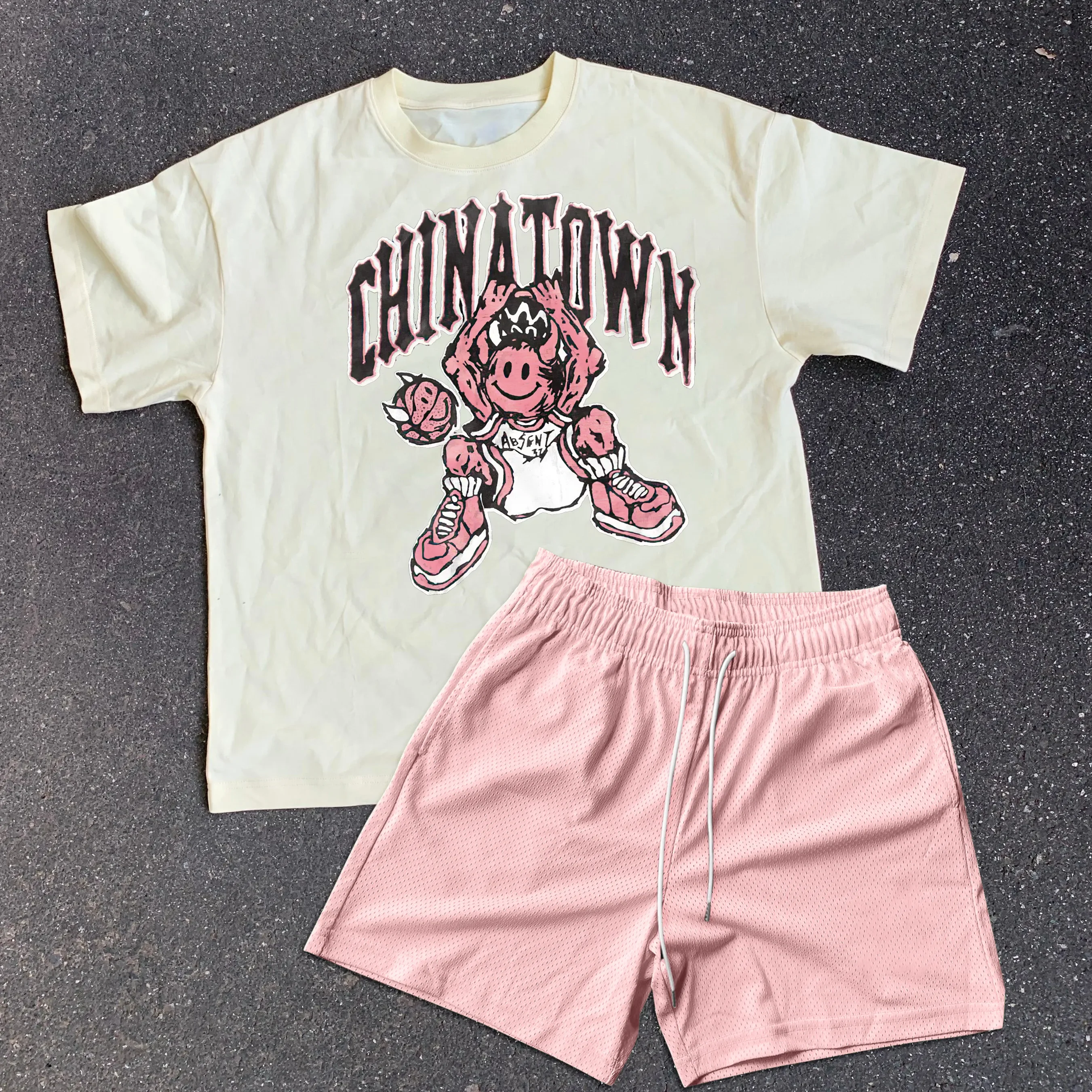 Men's Clothing Summer Printed Pattern Set Beach T-shirt Shorts Two-piece Street Daily Wear Unisex Casual Loose Fitting Set New