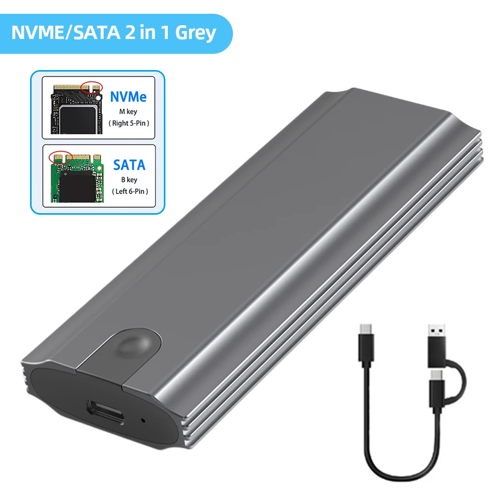 

Двойной протокол M2 SSD Φ 10 Гбит/с NVME корпус M.2 к USB Type C 3,1 SSD адаптер для NVME NGFF SSD Disk Box M.2 внешний HDD