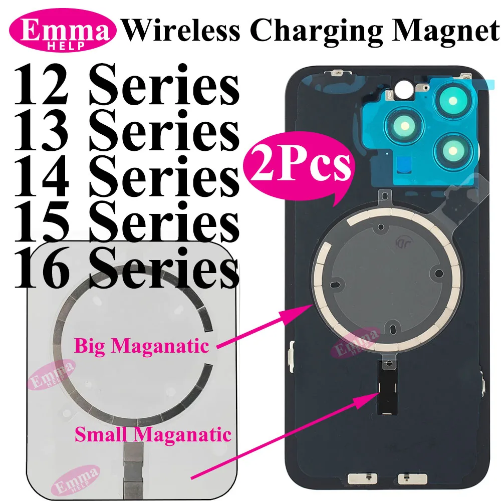 Фото 2 шт., магнитная беспроводная зарядка NFC для iPhone 12 13 16 Pro Max 14 15 Plus, задняя крышка, заднее стекло, магнитное зарядное устройство MagSafe, ремонт №2