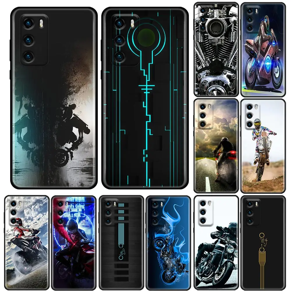 

Phone Case for Huawei P10 Lite P20 Case P30 P40 Lite P50 Pro Plus P Smart Z Soft Silicone Cover Motorcycle Moto Motorbike