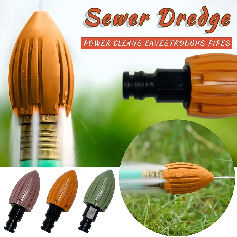 

Pipe Cleaning Spray Nozzle Water Pipe Dredger High Pressure Water Rocket Washer Outdoor Garden Drainage Trench Flusher