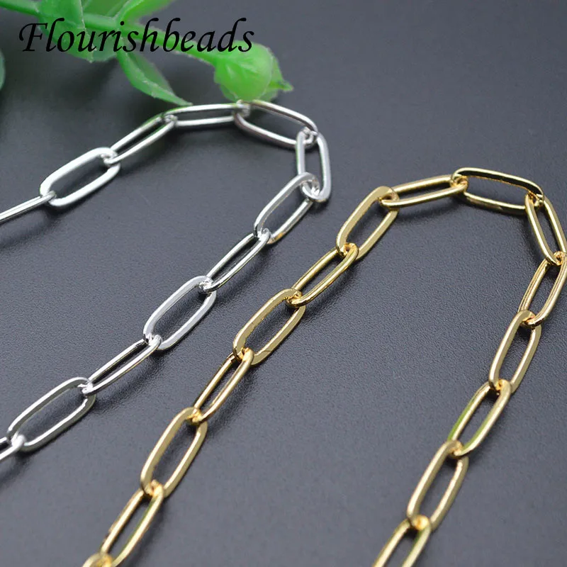 5 метров 4x11 мм Золотой Серебряный цвет бумажный зажим цепь для DIY ожерелье браслет