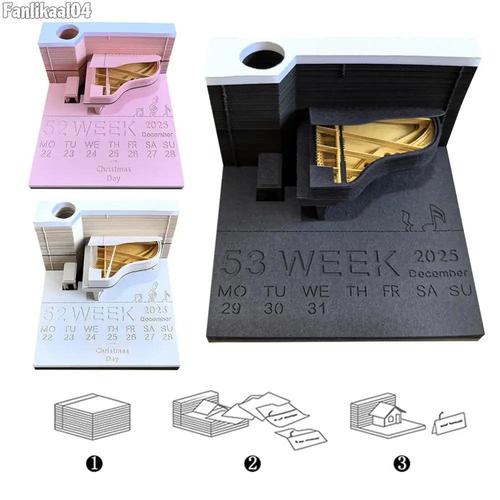 Настольный календарь на фортепиано 2025 год 3D резьба по бумаге художественный