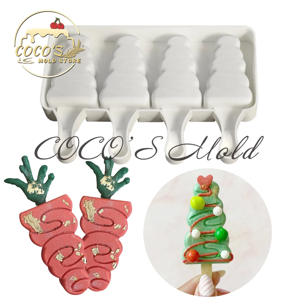 

Силиконовая форма для мороженого на рождественскую елку, 4 вида