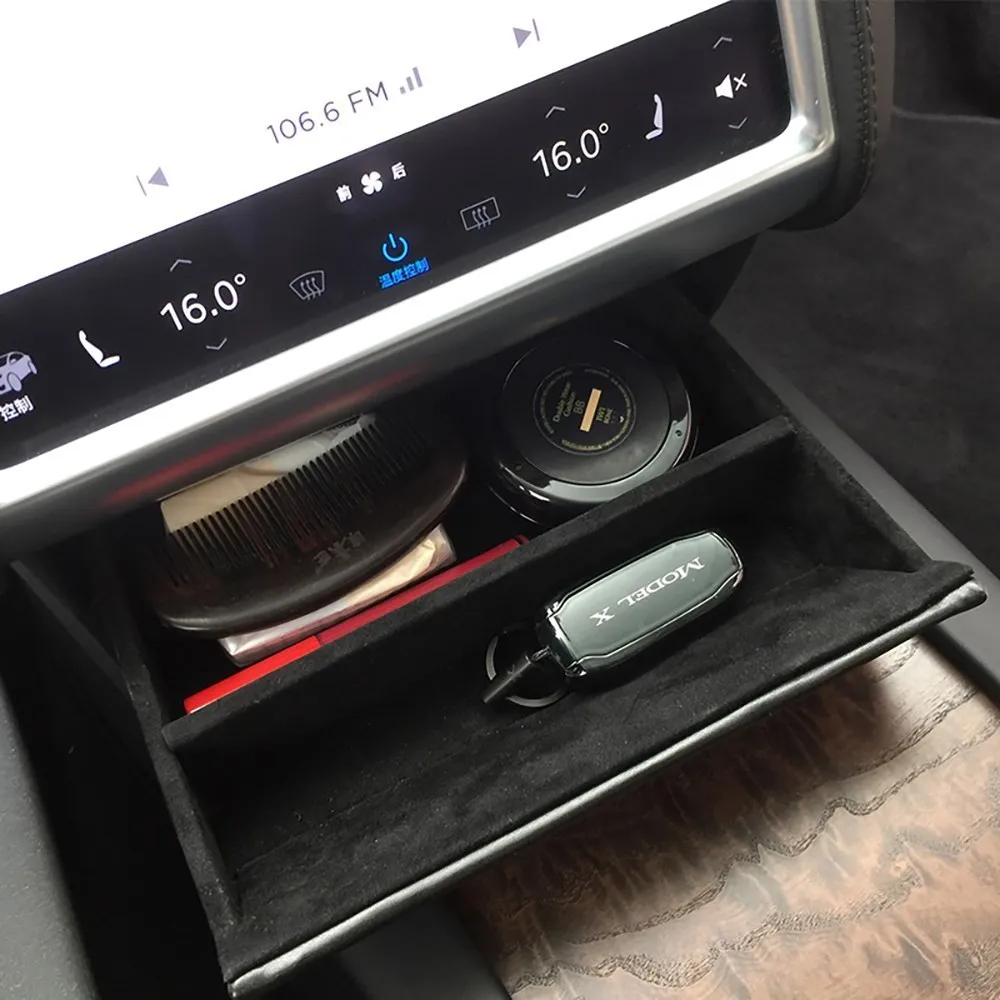 

High Quality TEY Car Center Console Wooden Drawer Storage Box Glasses Box Customized for Model S Model X Accessories