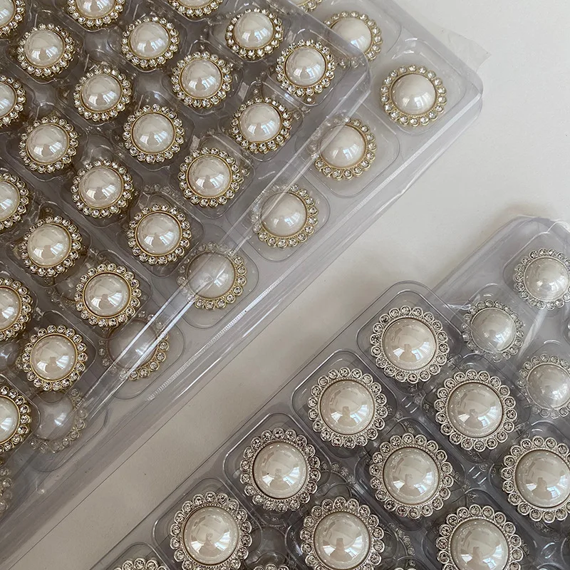 

Retro Plating Buttons With Rhinestones pearl Decorative Clothing Diy Project Sewing Craft Supply Needlework Accessories 6pcs New