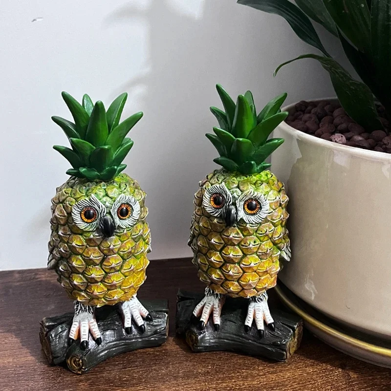 

Creative New Pineapple Owl Small Ornaments Animal Home Desktop Decoration Resin Crafts Gift Statue Sculpture Simple Style Decor