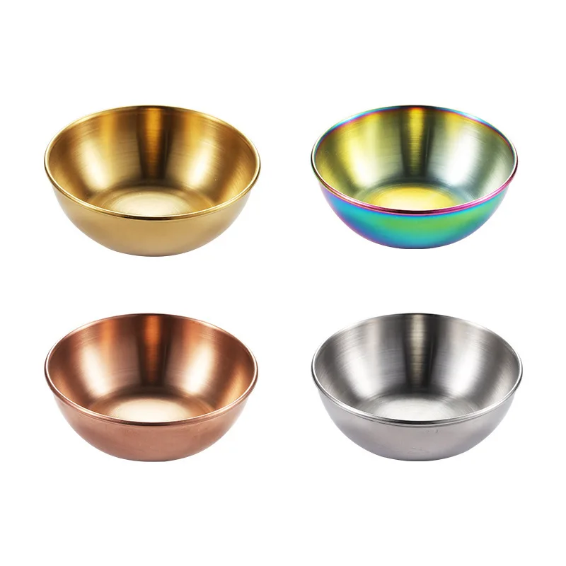 

Golden Sauce Dish Appetizer Serving Tray Stainless Steel Sauce Dishes Spice Plates Kitchen Supplies Plates Spice Dish Plate