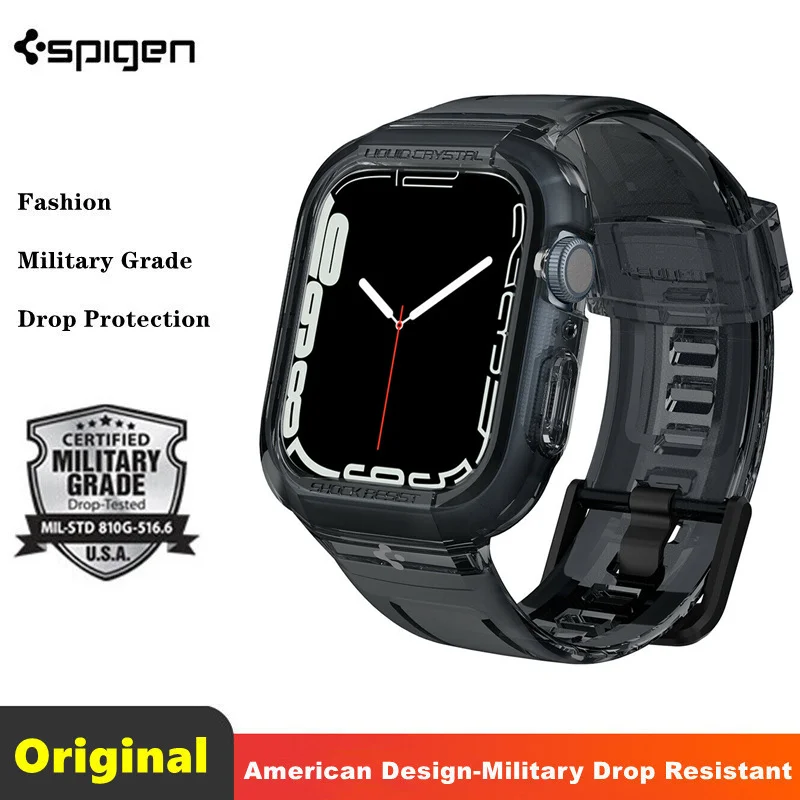 

100% Original Korean Brand Spigen [ Case Liquid Crystal ] For Apple Watch Series 7/6/5/4/SE Cover 45mm/44mm Watch Cases & Straps