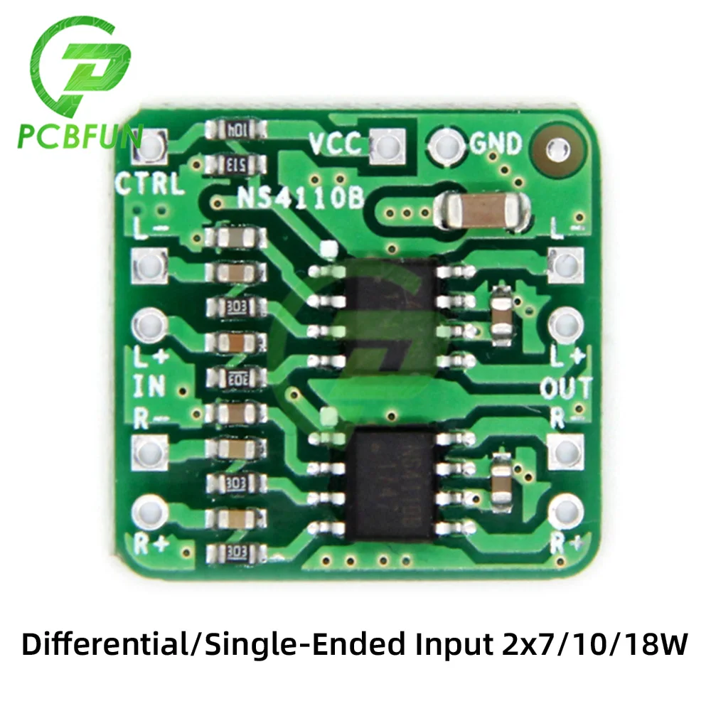

6-14V Differential Power Amplifier Board 2x18W Digital Class D/AB Audio Power Amplifier NS4110B Voltage