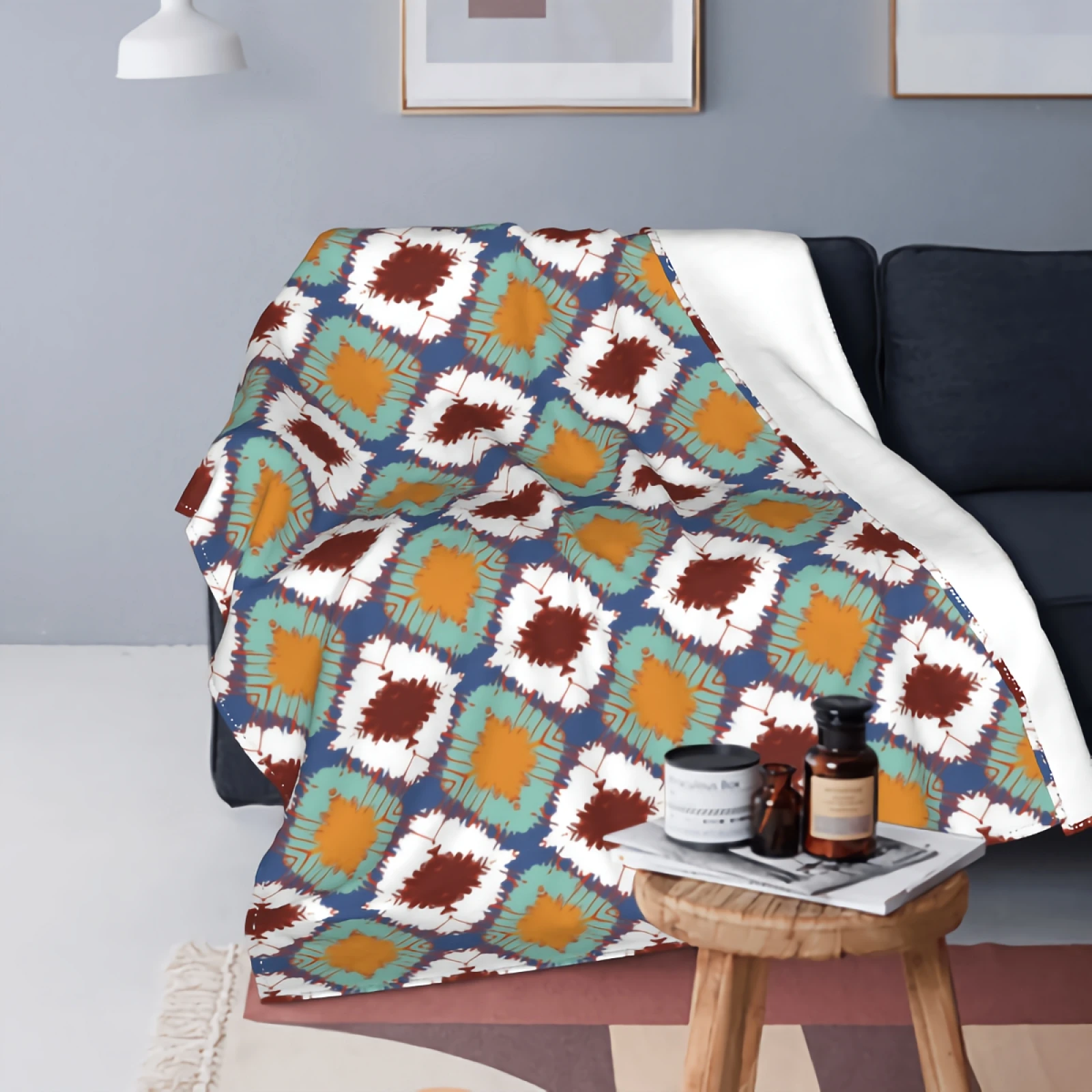 

Bohemian Stripes Thick Flannel Blanket 80"x60" Breathable Warm Bed Sofa Couch Blanket Soft Fleece Throw Blanket for Kids Adults