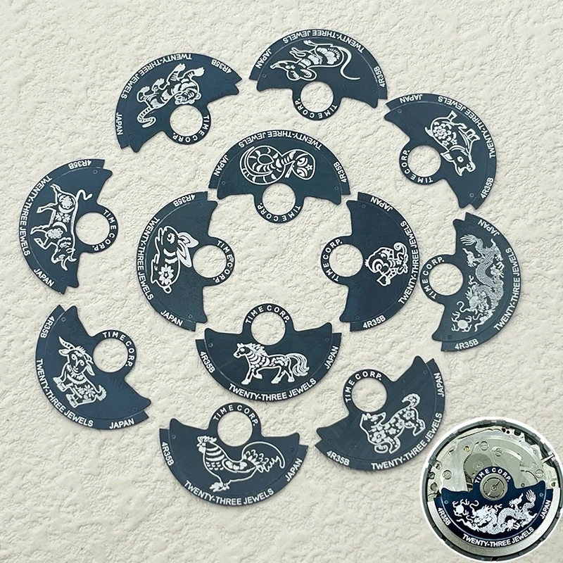 Знаки зодиака NH35 автоматический молотковый ротор Синий Металлический патч