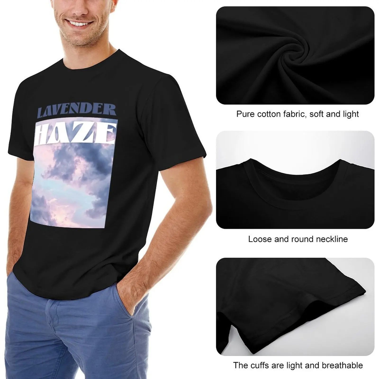 Футболка в стиле ретро Lavender Haze Swiftie с текстурой эклектических облаков