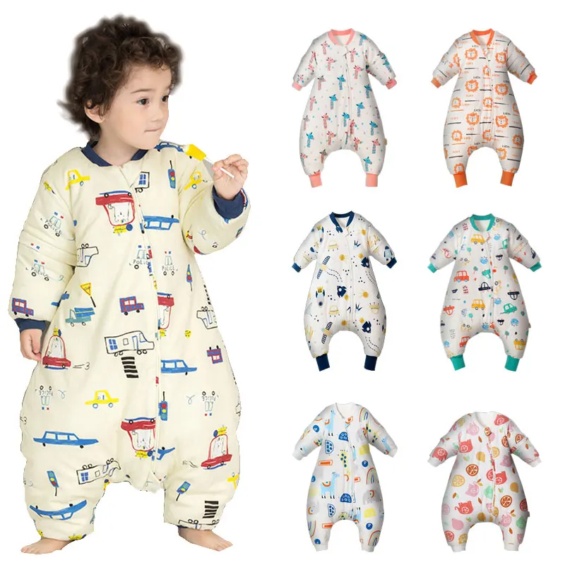 

Children Zipper Fashion Sleep Sack Toddler Kids Winter Split Leg Thermal Sleeping Bag With Feet Onsies Pajamas Cartoon Costume
