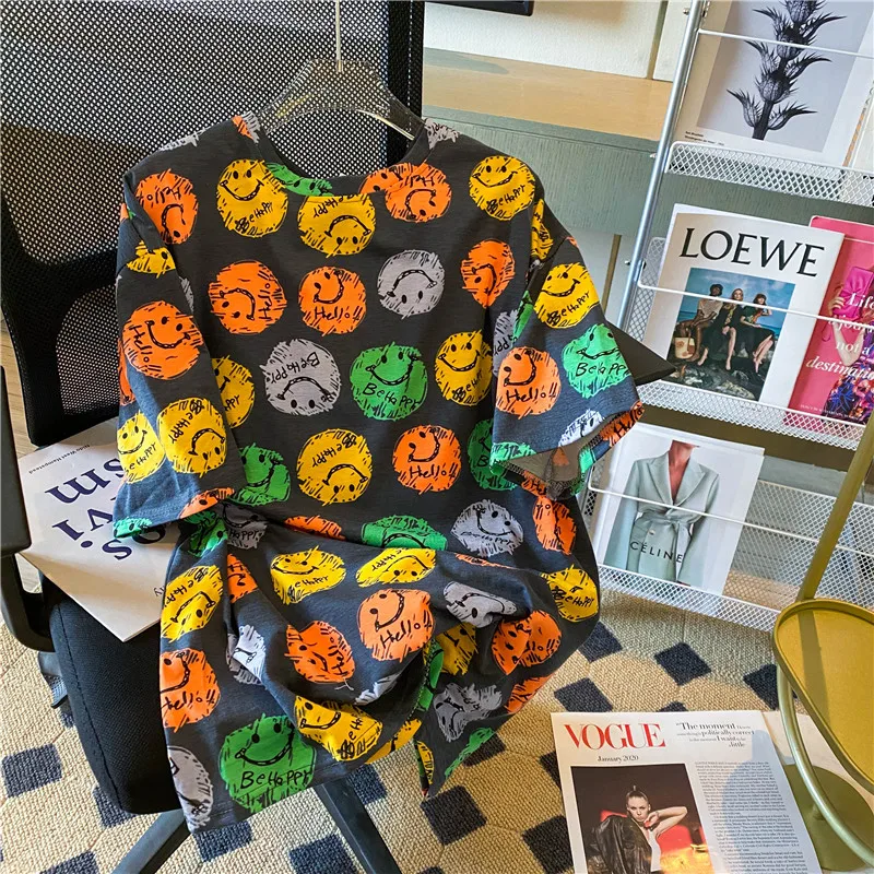 

Summer oversized Women T-shirt funny print graphic Tops long T-shirts Harajuku kawaii Clothes korean style Boyfriend Streetwear