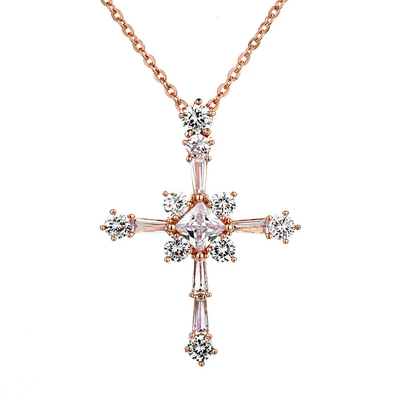 Модная популярная в Европе и США Длинная цепочка на свитер с кулоном виде креста