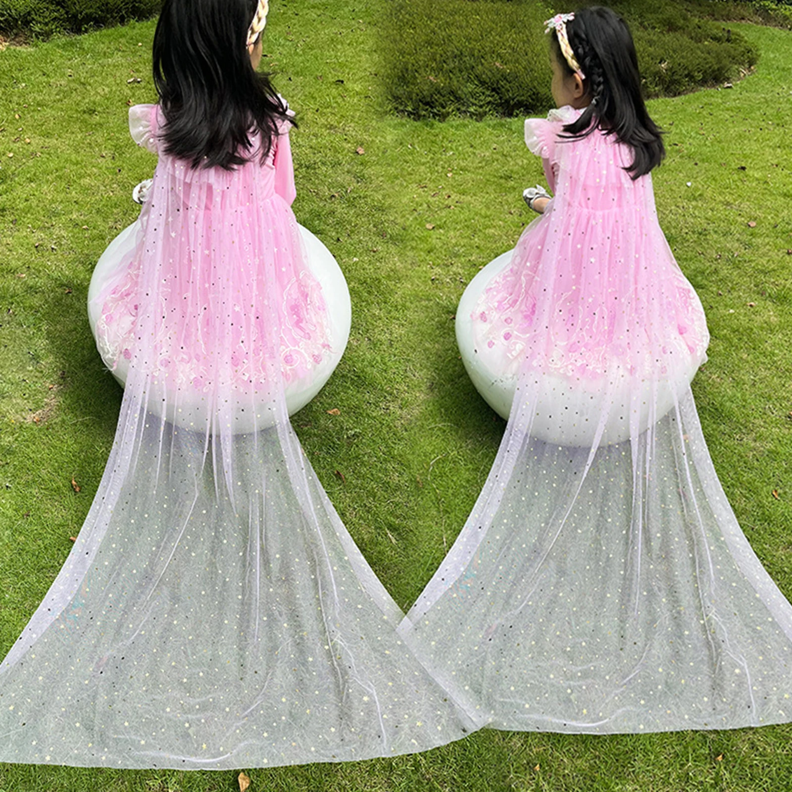

Disney Kids Girls Princess Cape Frozen Elsa Sequin Mesh Cape Cloak for Cosplay Role-playing Halloween Party Costume Dress