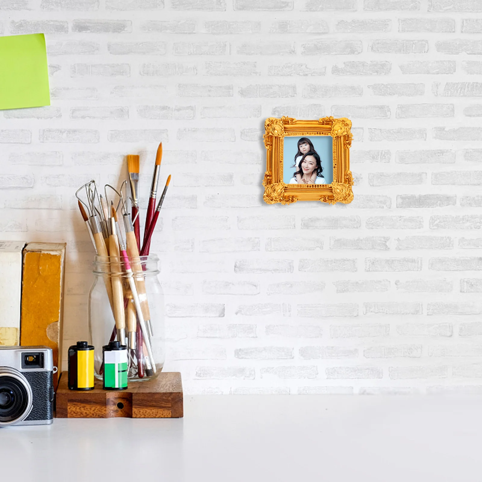 Украшенная фоторамка в европейском стиле золотая смола квадратная настенная