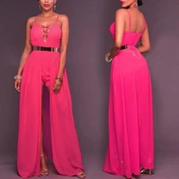 cfjs 033 2022y new arrival sexy backless hollow out rose red women jumpsuit slim fit shorts pants one piece commuting jumpsuits