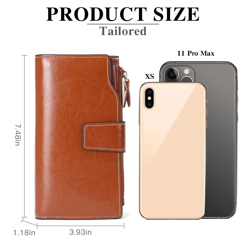 Women RFID Wallet Multi-function Card Holders Luxury Genuine Leather Purse For Women Large Capacity Fashion Ladies Wallets