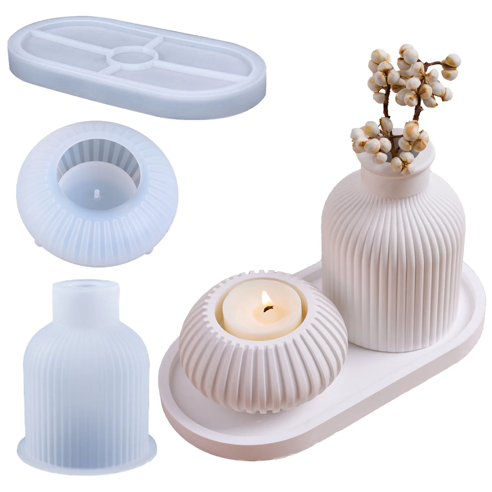 ערכת תבניות סיליקון לעשייה עצמית לצנצנת שעווה עם פסים, תבנית חג המולד פשוטה בסגנון אירופי ליצירת תכשיטי גבס להלווין