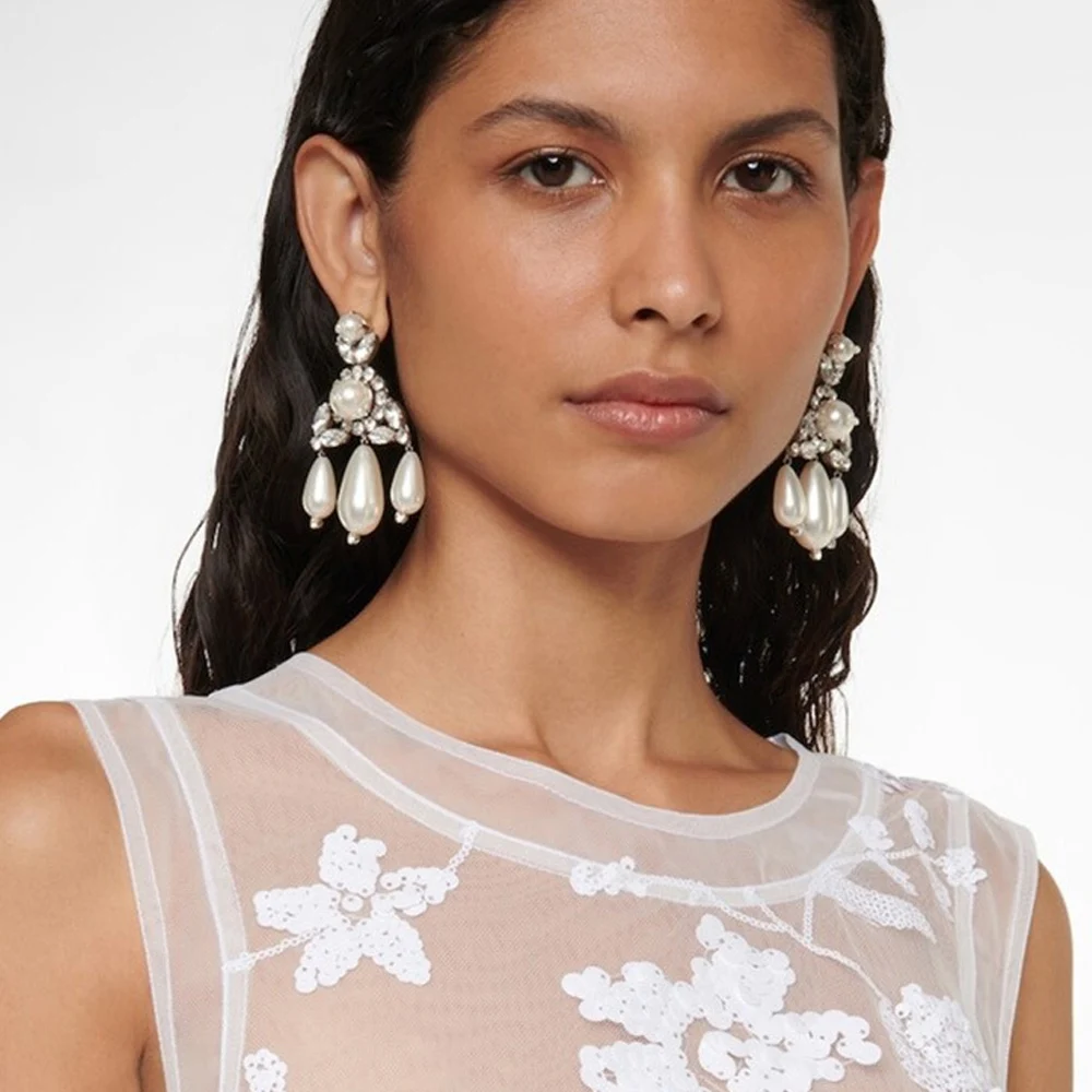 Stonefans элегантные серьги-подвески с жемчугом в форме капли воды свадебные серьги