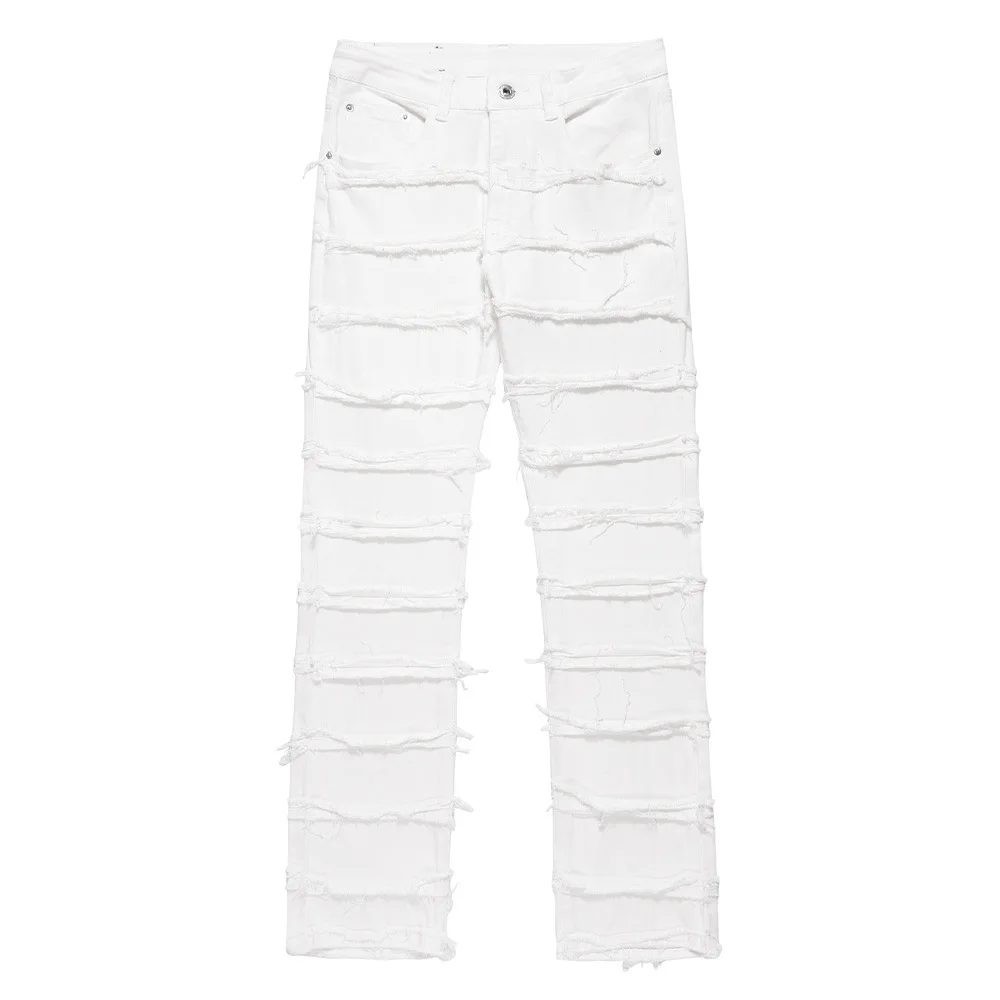 American High Street Personality Heavy Weight  Moustache Effect Jeans Men's Popular Loose Straight Hip Hop Retro Solid Jeans