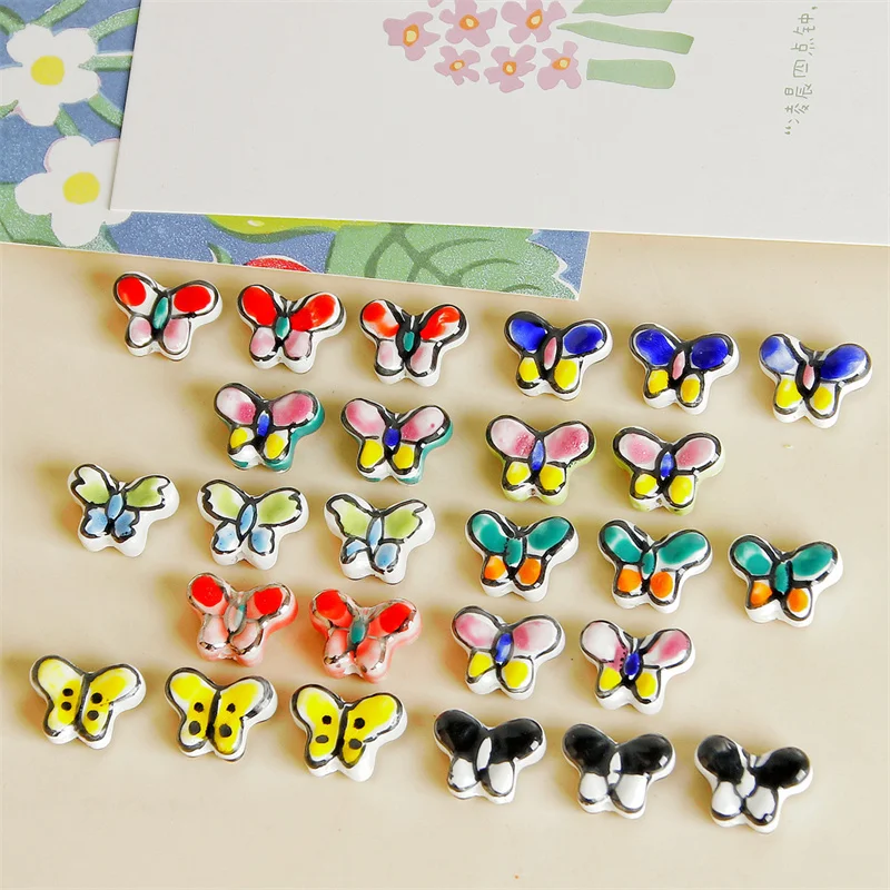 

New FASHION 5/10pcs 13x18mm Colorful Butterfly Ceramic Beads Loose Spacer Glaze Jewelry DIY Beads for Making Craft Home Decor