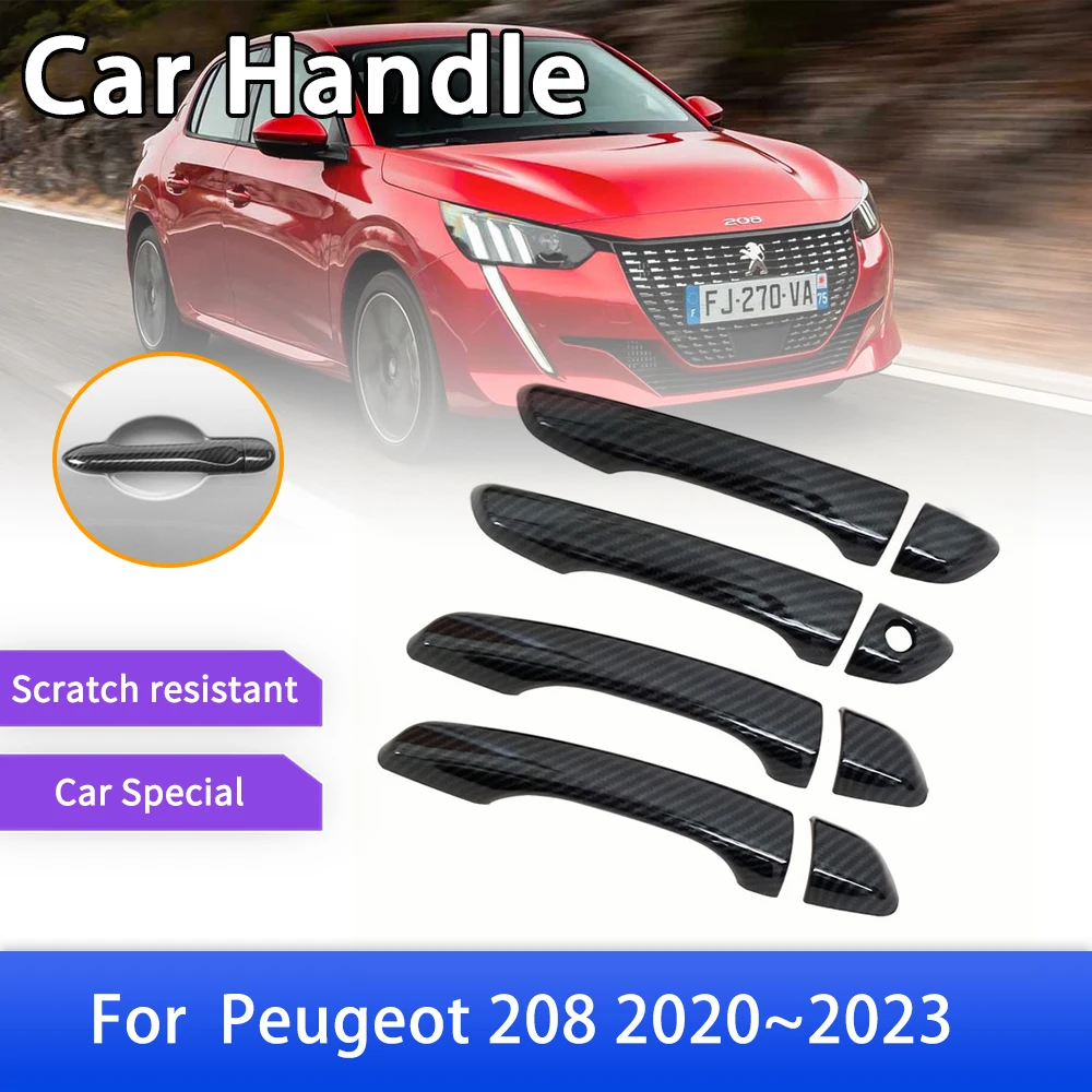

Carbon Fiber Door Handle Cover Trim for Peugeot 208 MK2 P21 2020 2021 2022 2023 Car Accessories Style Stickers Rustproof Catch