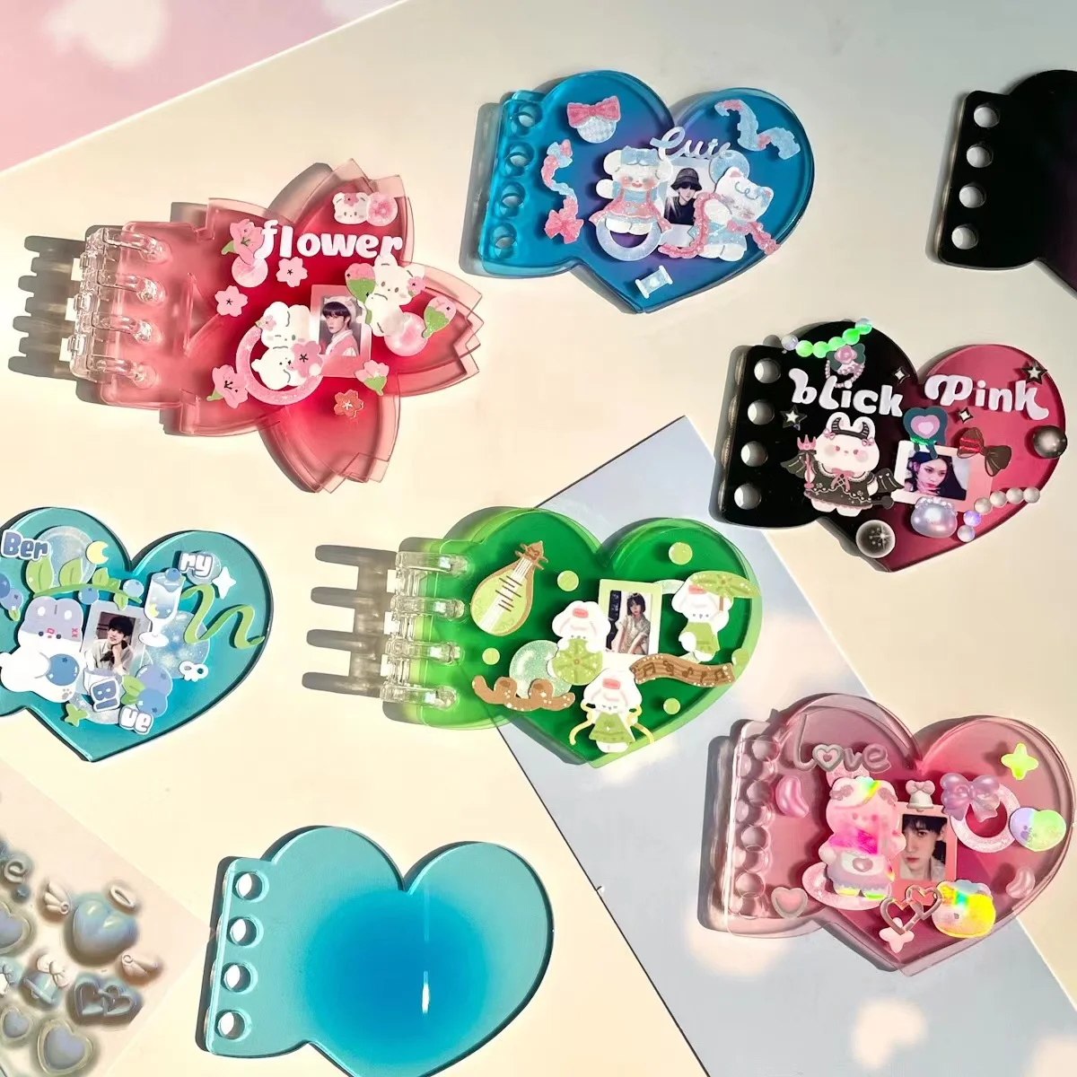 

3 шт. Sakura Love Heart DIY россыпью-листьями кольцо наклейки брелок Подвеска Gucca прозрачный акриловый диск звезда чеканка Канцтовары