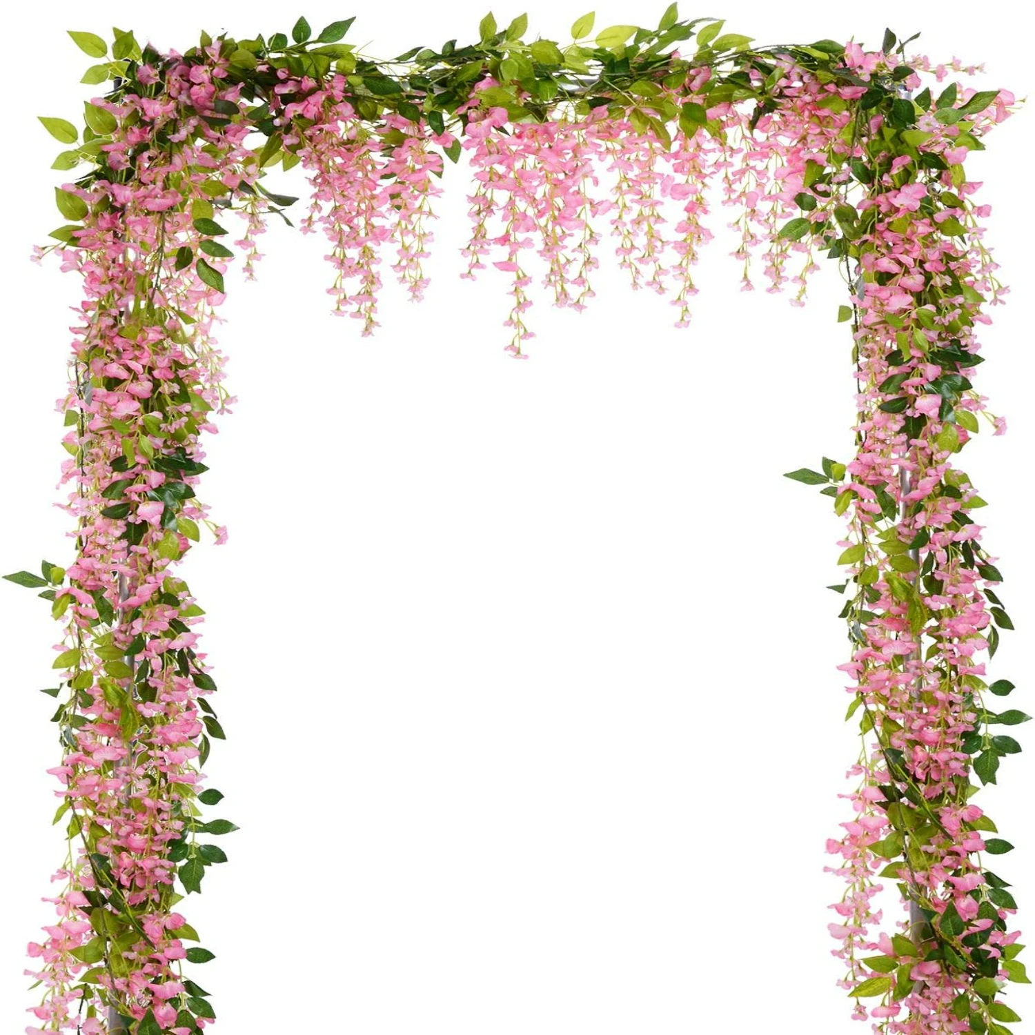 Beautiful lifelike and stunning set of 4 elegant white artificial flowers garland - 28.8ft long silk hanging vines for wedding