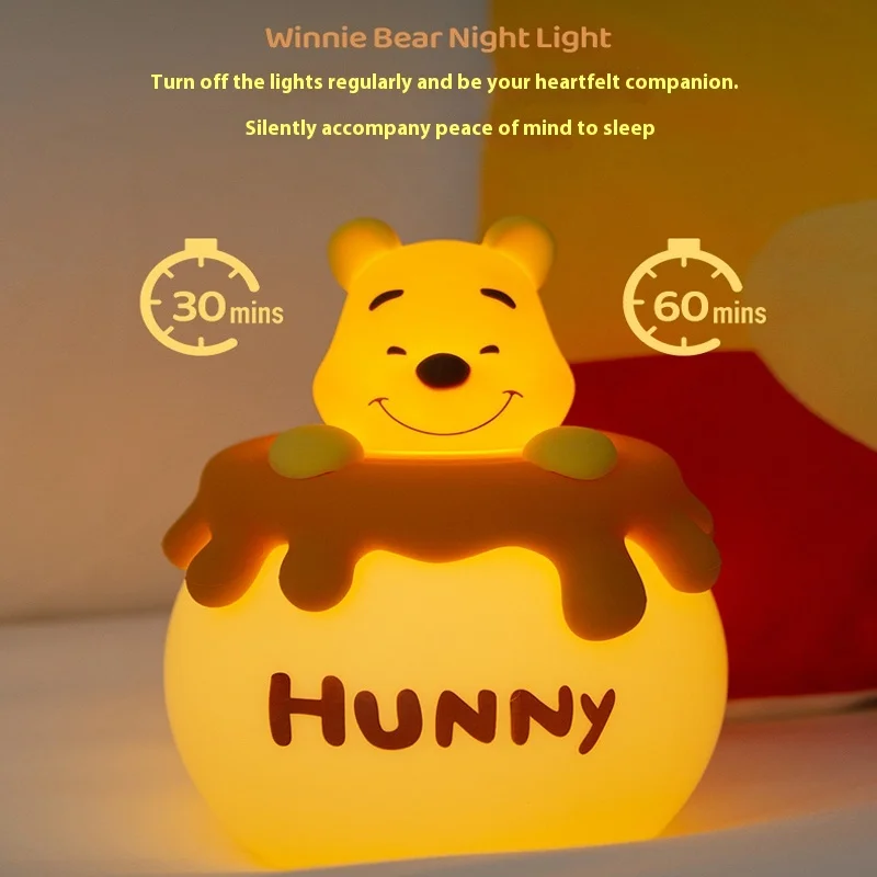 2024 Disney Miniso Винни-Пух ночник с таймером милый креативный зарядный светильник для