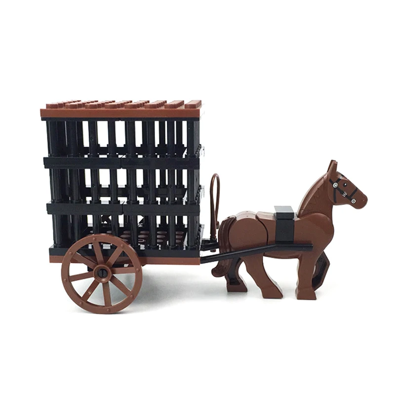 

New！Building Blocks Carriage Bricks Parts DIY Educational Toys for Boys Girl Medieval Century Horse Trailer Car Model Compatible