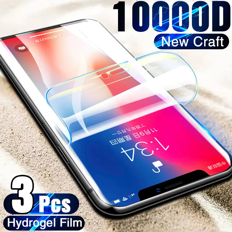 

3Pcs Full Cover Hydrogel Film Screen Protector For iPhone X XR XS 11 12 13 Pro Max Screen Protector On iPhone 7 8 6 Plus SE 2020