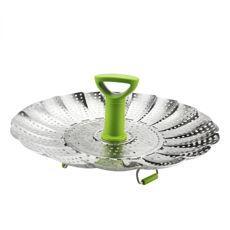 

Stainless Steel Folding Steamer Tray Retractable Steaming Plate Dumpling Steamer Basket Fruit Plate Steaming Rack Kitchen Tools