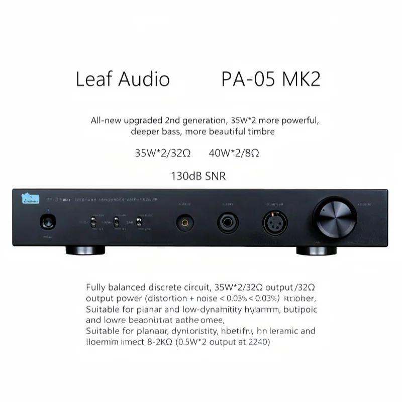 Фото Усилитель для наушников Leafaudio PA-05 MK2, полностью симметричный, 35 Вт * 2, Hi-Fi, для HD800, Arya, HE6SE, планшетных наушников №1