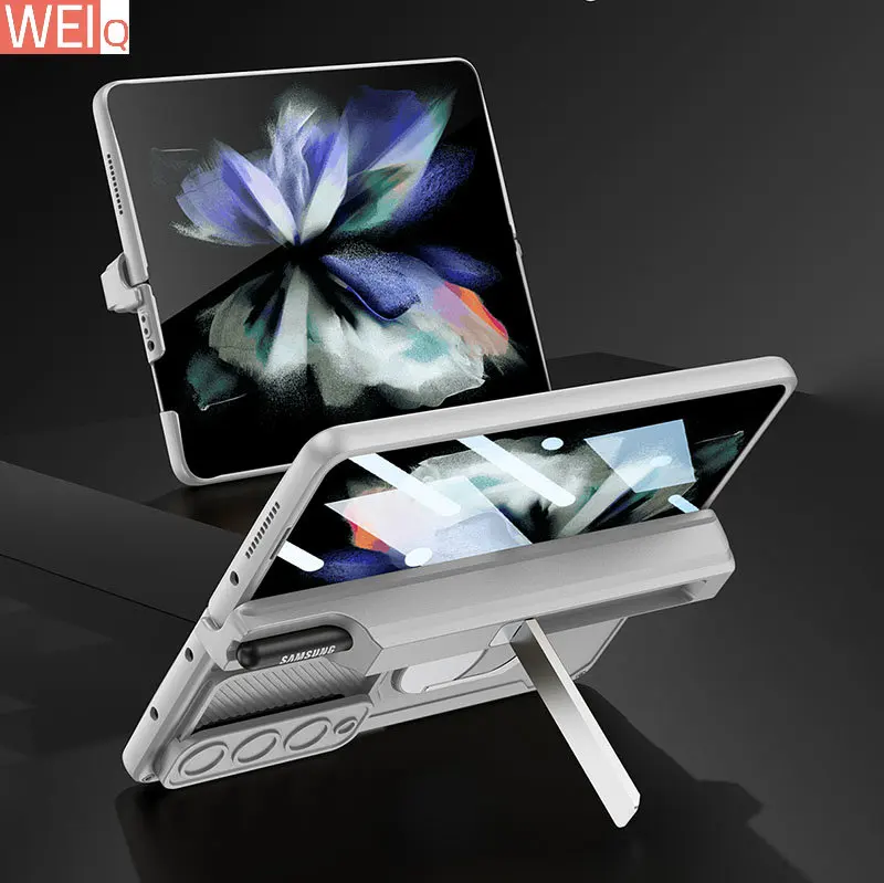 

hockproof Armor Case For Samsung Galaxy Z Fold 3 5G Magnetic Hinge Slide Lens Cover With Ring Holder For Galaxy Z Fold3 Case