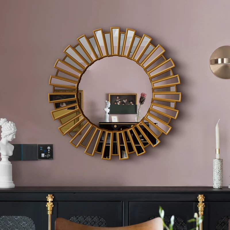 

Vintage Bathroom Mirror Wall Decor Nordic Luxury Round Large Interior Mirrors Makeup Bedroom Tocador Home Furniture GPF35XP