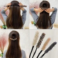 woman rhinestone pearl flower hair bun maker diy hairstyle tool for ladies hair accessories bridal hairband