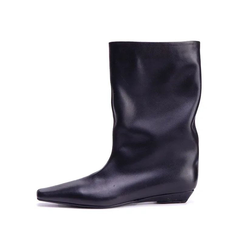 Arden Furtado/2024 средние ботинки из воловьей кожи на танкетке современные без шнуровки