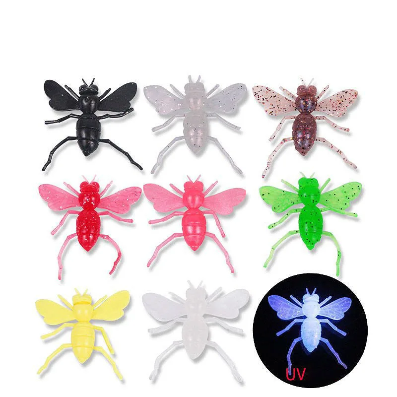 

10PCS 1.6 g Bumble Bee Soft Fishing Lure UV Effect Bionic Insect Artificial Worm Bait 3D Trout Wobbler Glow Bass Tackle