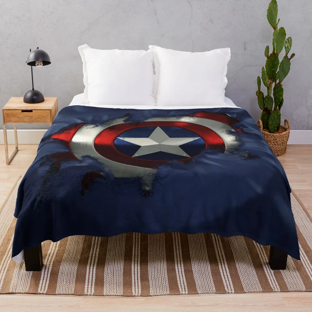 

Captain A break through Throw Blanket luxury thicken fleece blanket cute blanket plaid