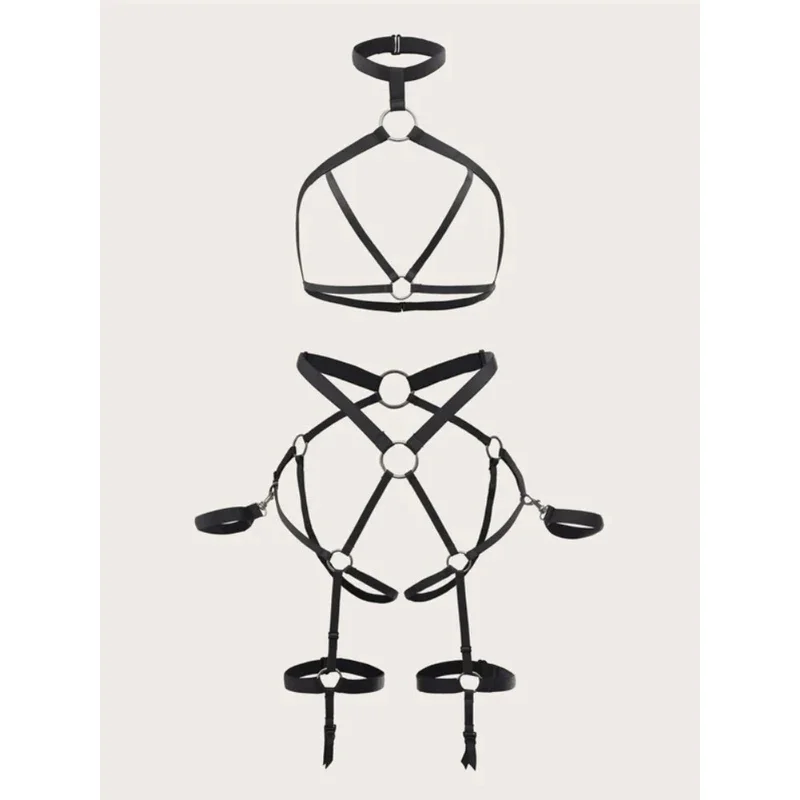 Комплект женского нижнего белья с кольцами однотонный бандажный комплект