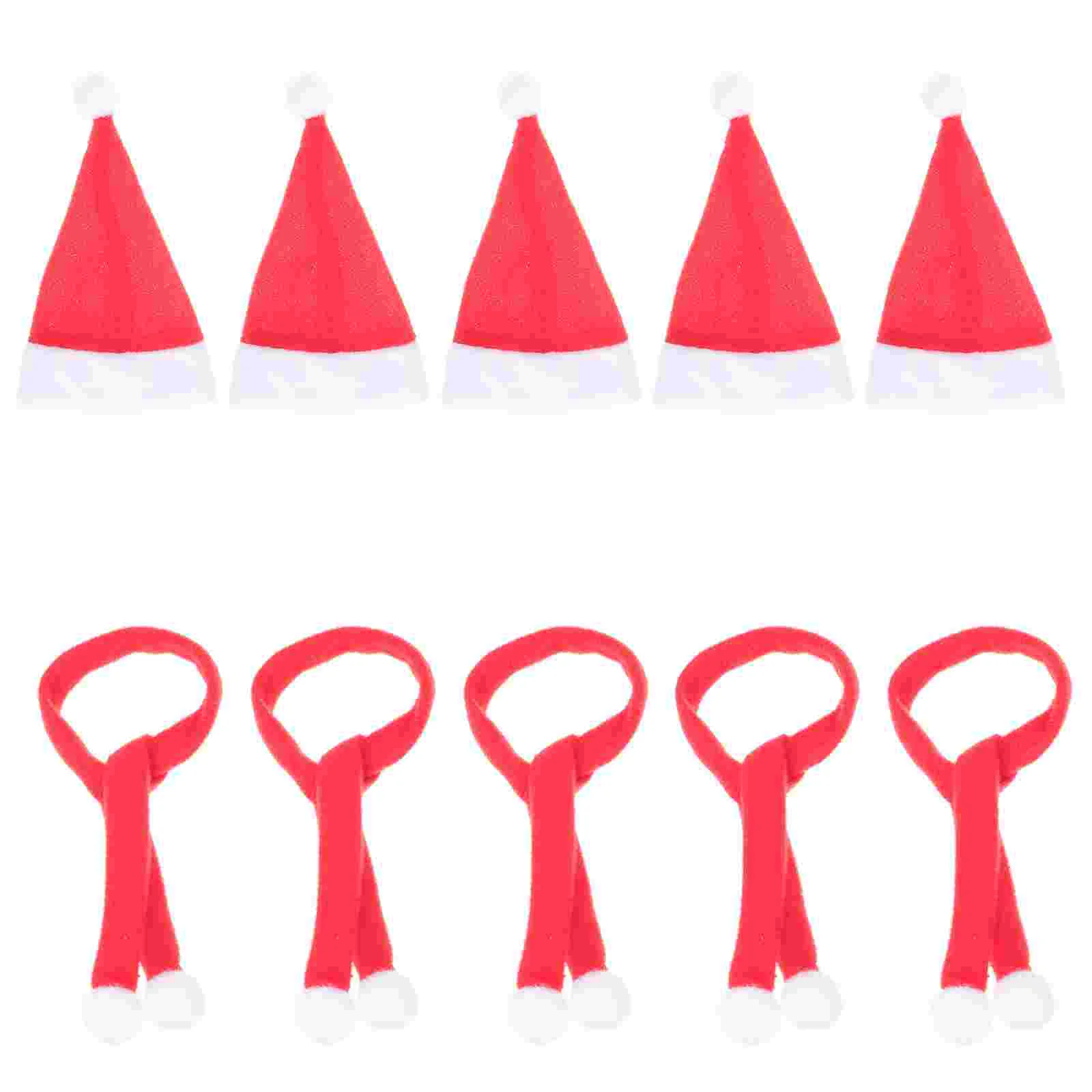 

Christmas Bottle Santahat Hats Mini Lollipop Small Sets Kitchen Decorations Towels Scarf Topper Covers Candy Holders Red Cover