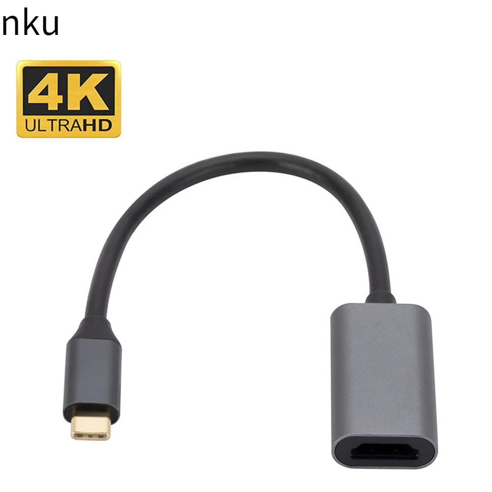 

Nku USB C To HDTV Adapter Thunderbolt 3 Type-C Male To HDMI-Compatible Female Converter USB 3.1 4K Cable for Macbook PC DP Mode